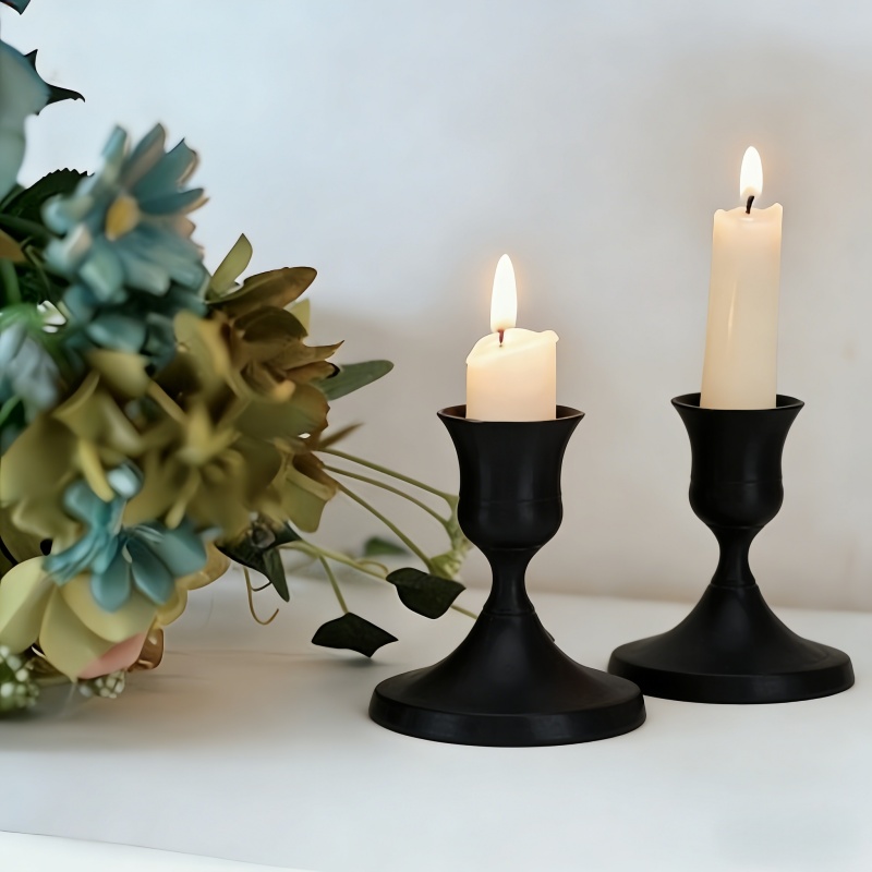 Candle Holder Decor - Juego de 3 Portavelas Negros de