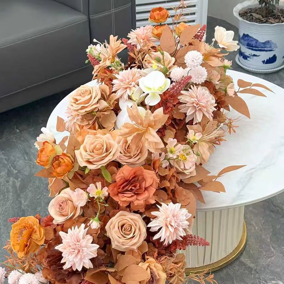 Table Runner - 2M Lujo 5D Naranja Caramelo Otoño