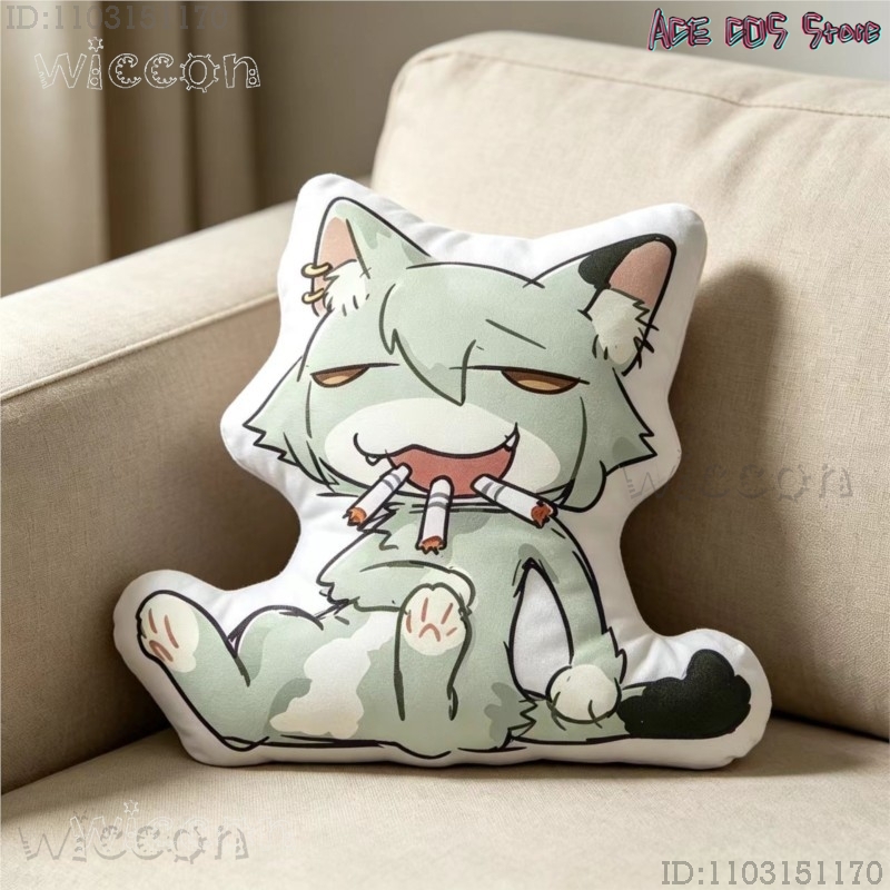 Throw Pillow - Cosplays Chainsmoker Cat Yaniko Satou, cojín