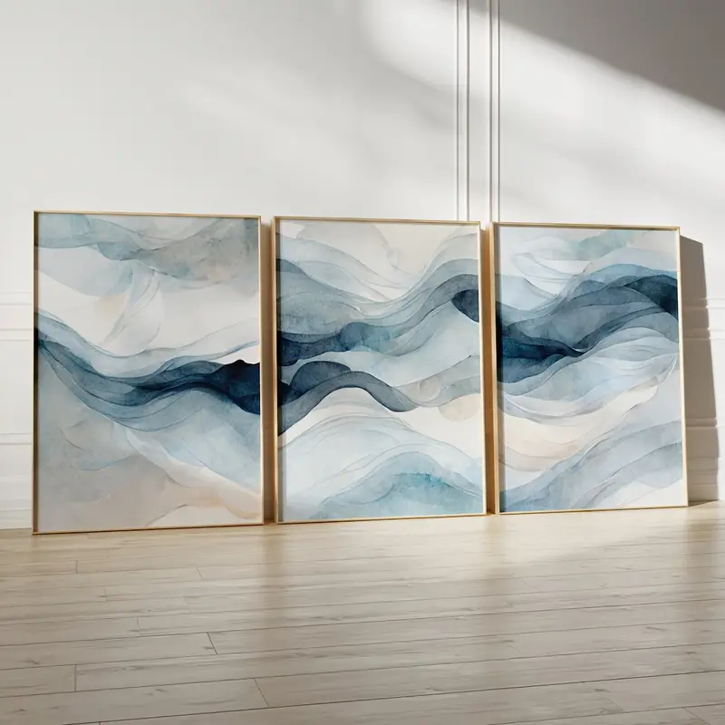 Abstract Canvas Set - 3 unids/set moderno abstracto azul marino