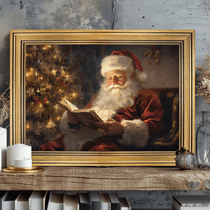 Picture Frame - Pintura al óleo navideña de lectura