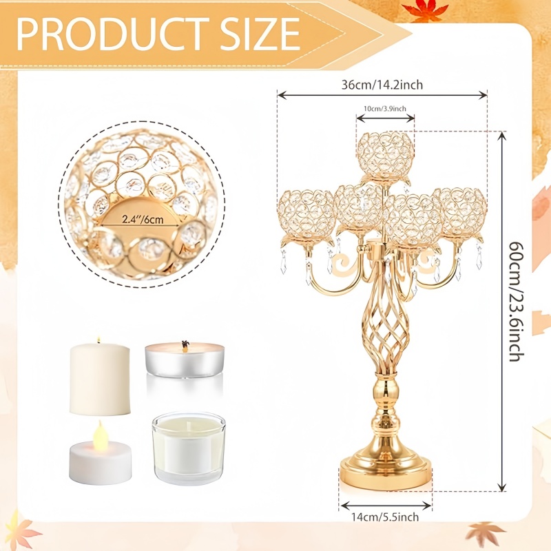 Candelabro de Cristal Dorado y - Candle Holder Decor reseña y precio